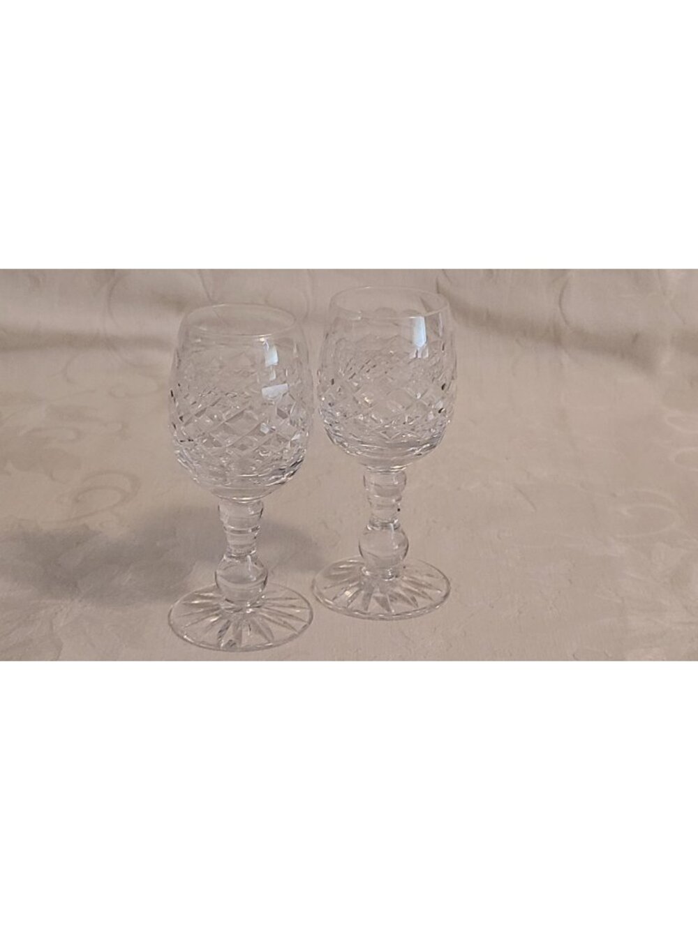 2 Cut Crystal Cordial Glasses Diamond Cut Starburst Foot WATERFORD?